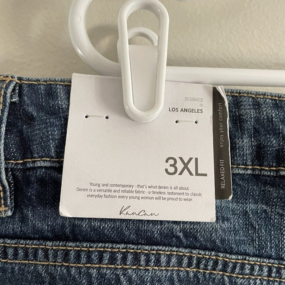 KanCan Womn 3XL Dark Wash Distressed Denim Relaxed High Rise Girlfriend Jean NWT - Picture 9 of 12